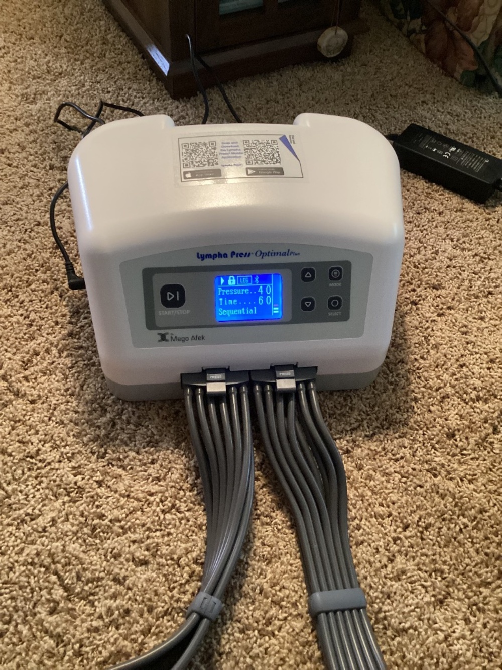 New in box Optimal Plus lympha press machine, power cord and instruction manual